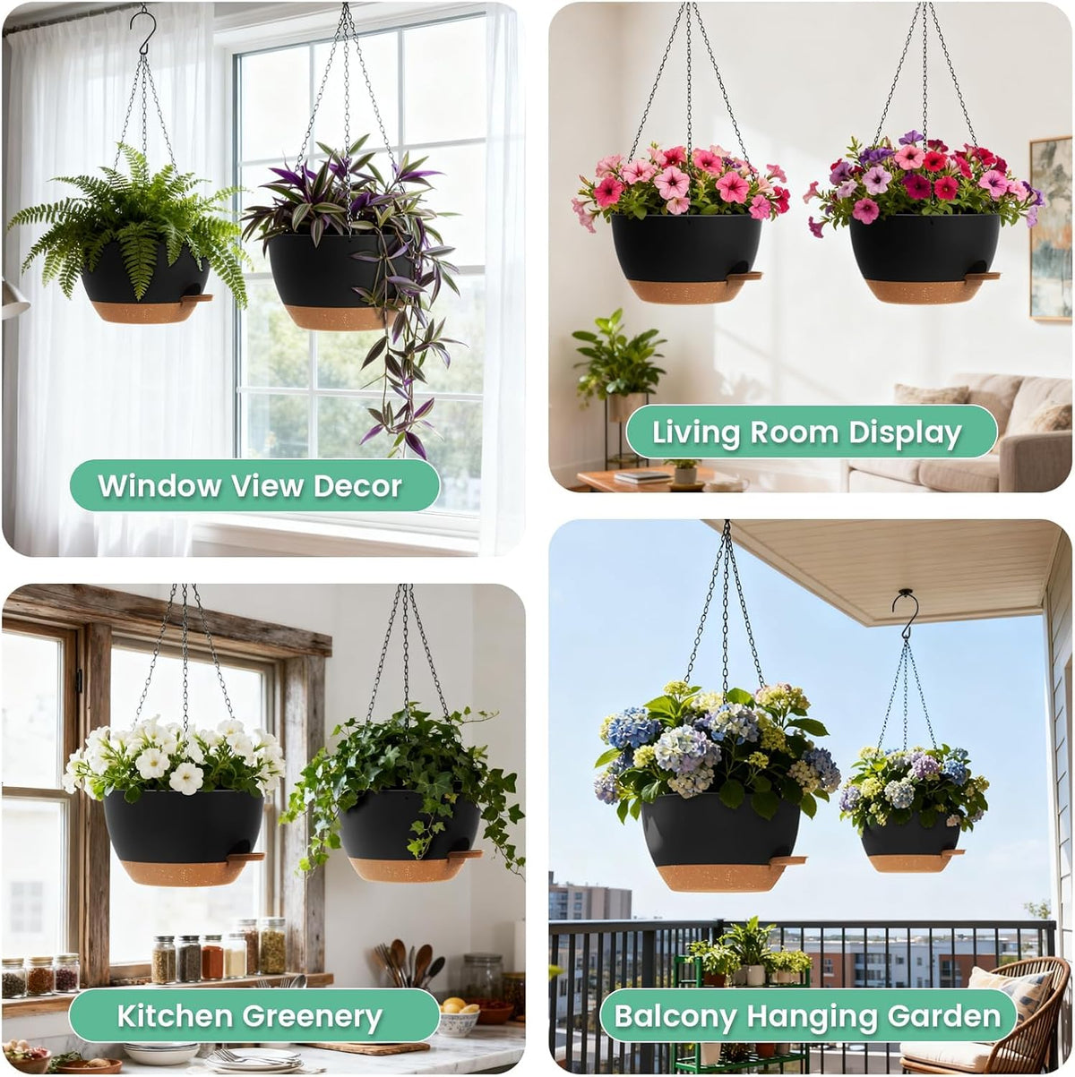 Self-Watering Hanging Planters, 2 Pack, 25 cm