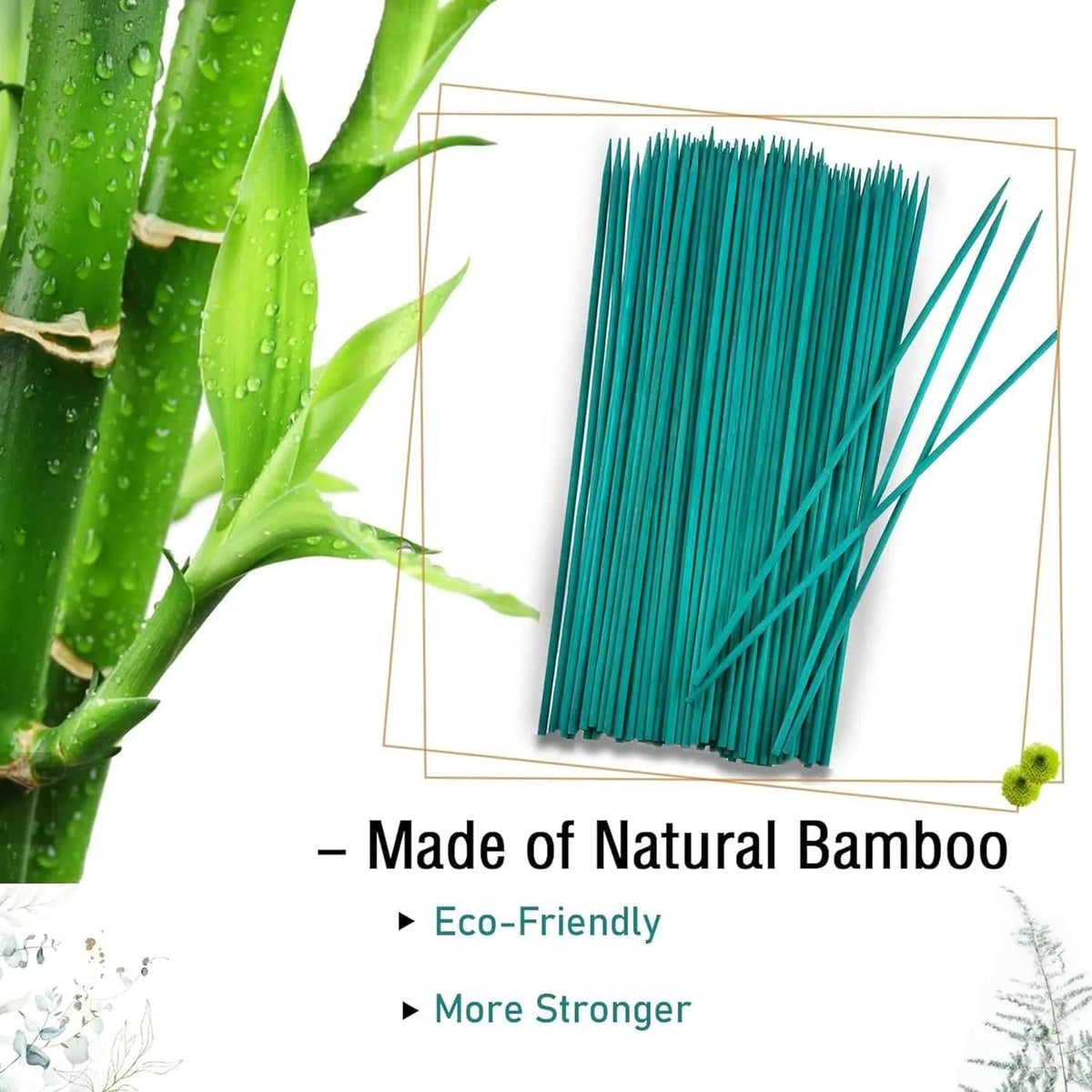 Wooden Plant Stakes with Twist Ties, 100 Pack