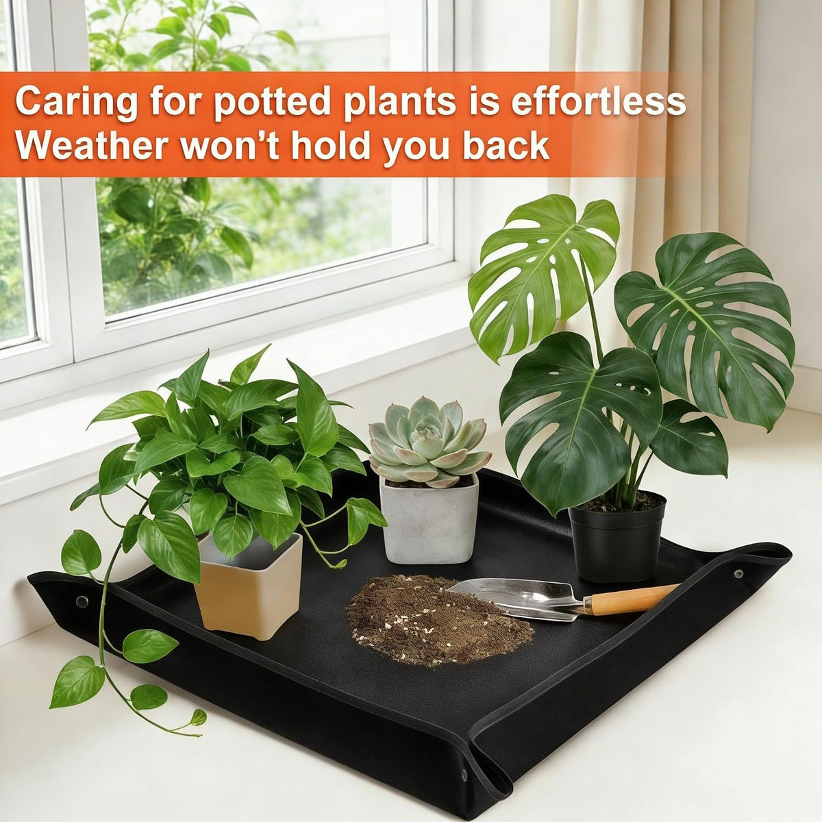 Waterproof Potting Mat with Snap Buttons, Orange
