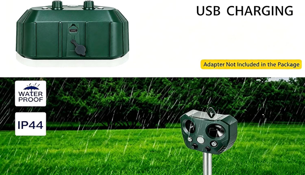 Solar Ultrasonic Animal Repeller, 5000 sq ft