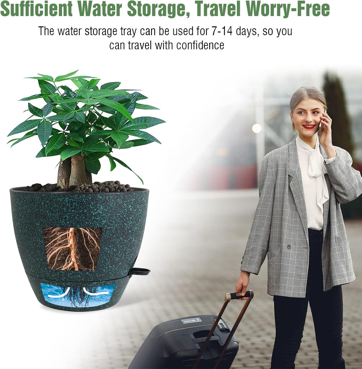 UOUZ Self-Watering Pots, 12 in, Black
