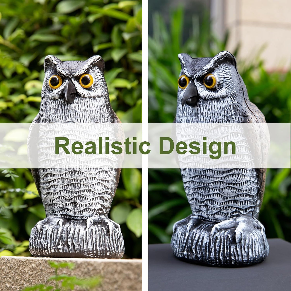 OFFO Fake Owl Bird Scarecrow, Brown & White, 21 cm