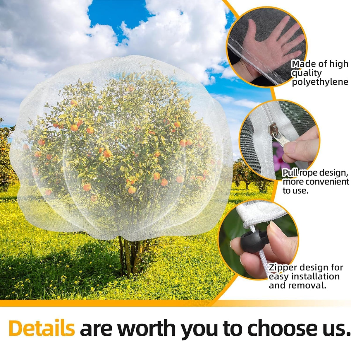 Large Fruit Tree Netting, 10 x 10 ft