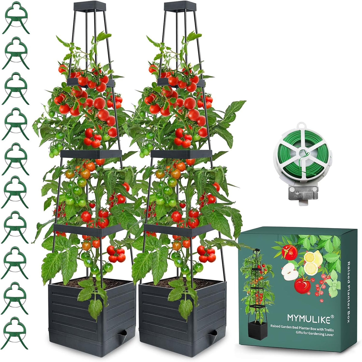 MYMULIKE Raised Garden Beds with Trellis, 2 Pack