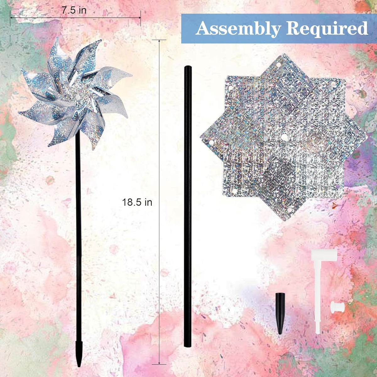 Hausse Reflective Pinwheels with Stakes, 10 Pack