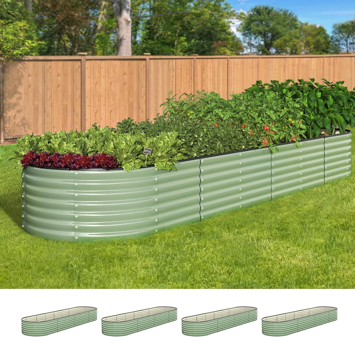Livsip Galvanised Raised Garden Bed, 240 x 80 x 56 cm