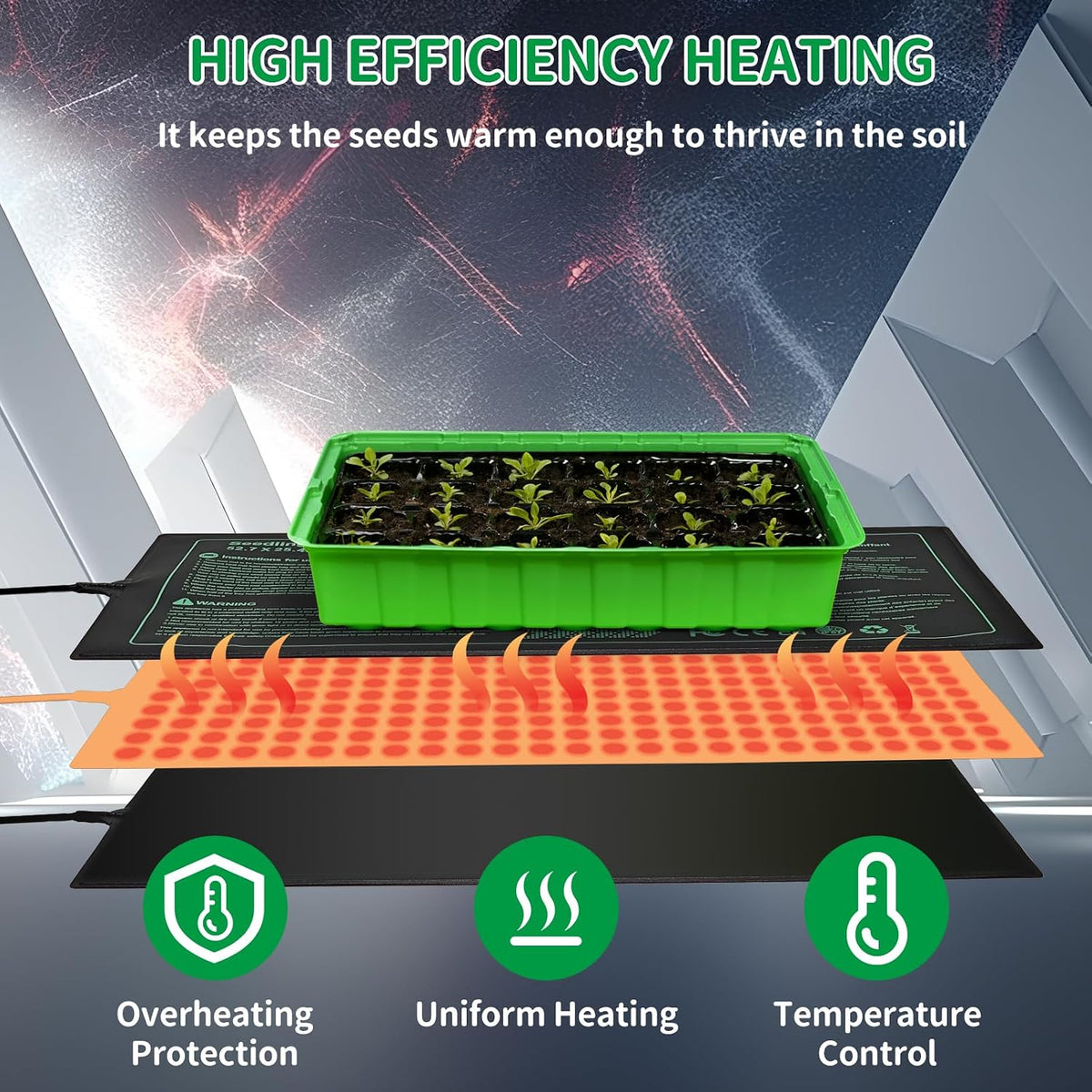 Seedling Heat Mat and Thermostat Combo, 52 x 25 cm
