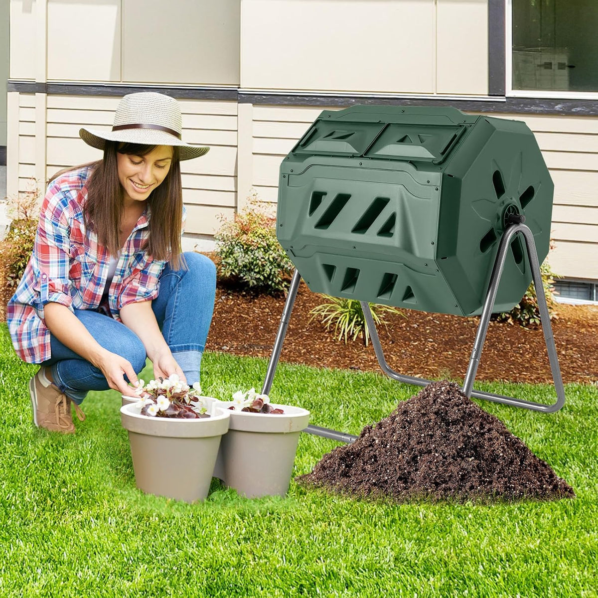 Costway Dual-Chamber Compost Tumbler, 160 L