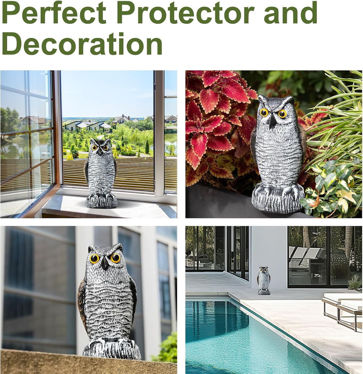 OFFO Fake Owl Bird Scarecrow, Brown & White, 21 cm