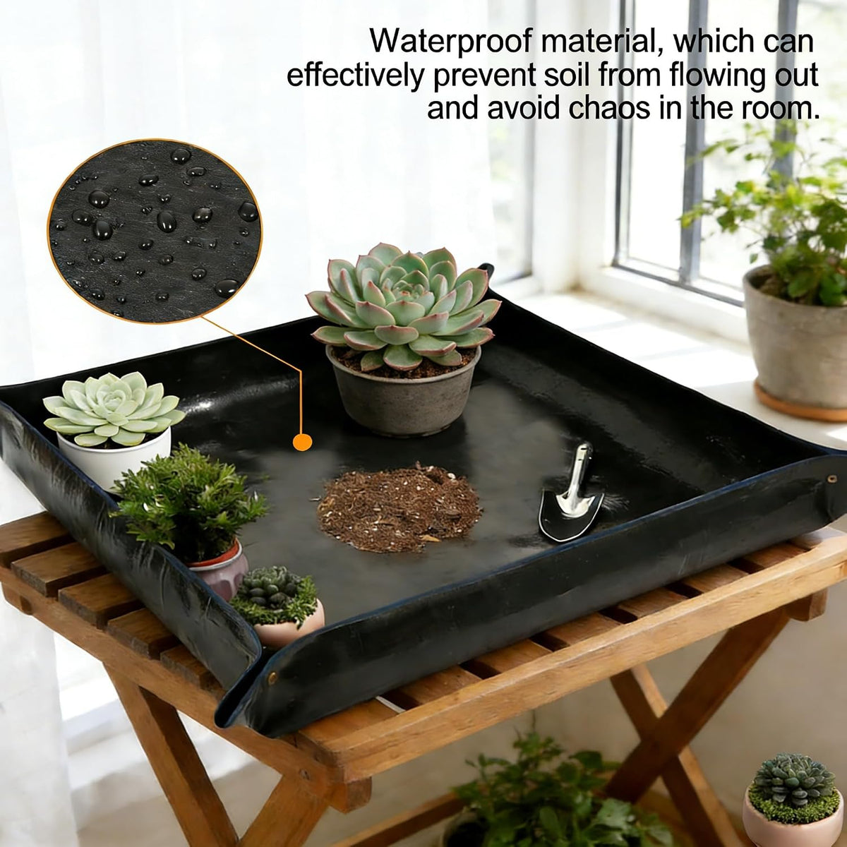 Waterproof Potting Mat with Snap Buttons, Orange