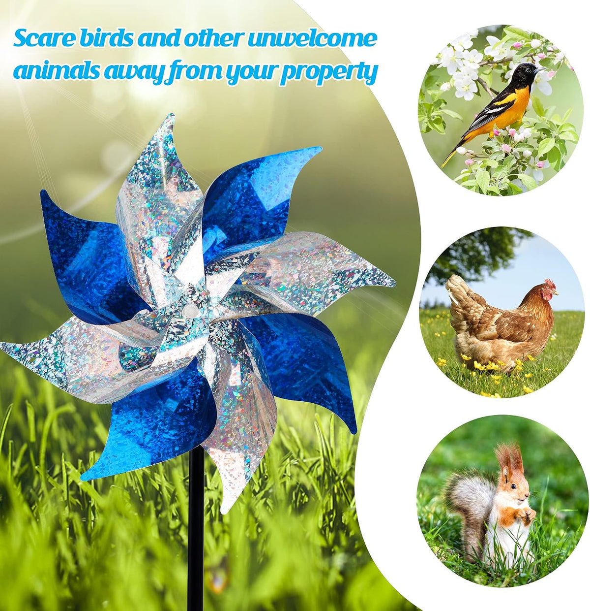 Hausse Reflective Pinwheels with Stakes, 10 Pack