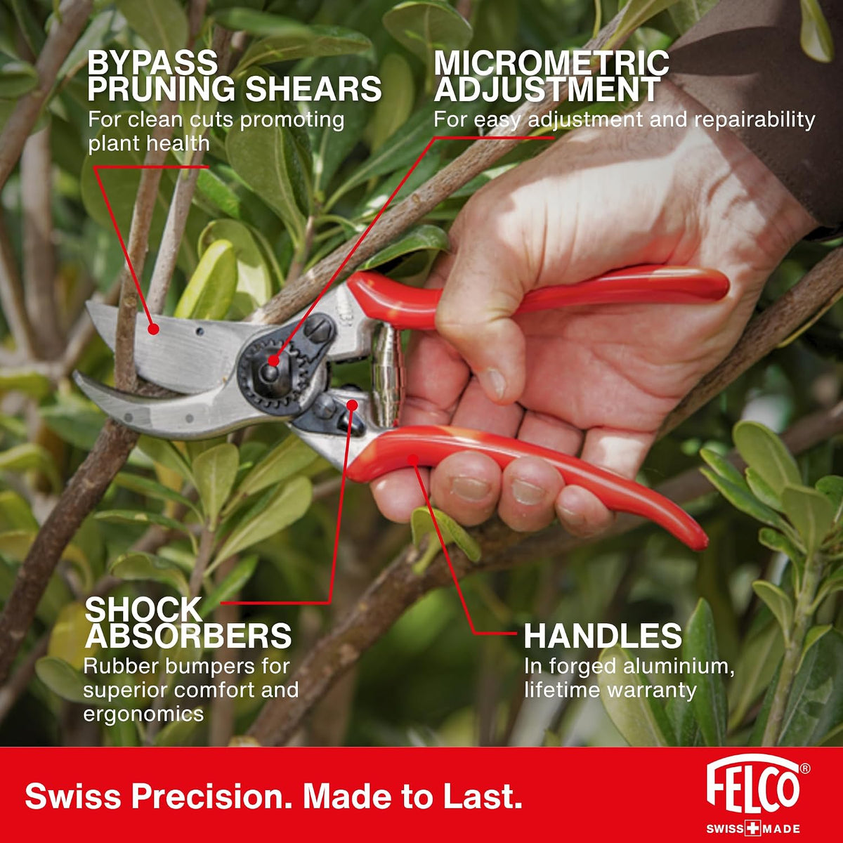 Felco F-2 Classic Hand Pruner, Red
