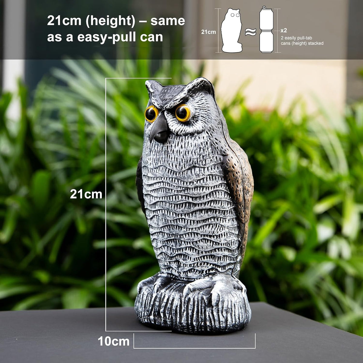 OFFO Fake Owl Bird Scarecrow, Brown & White, 21 cm