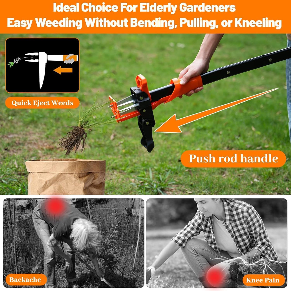 Stand-Up Weed Puller, 100 cm, 4 Claw