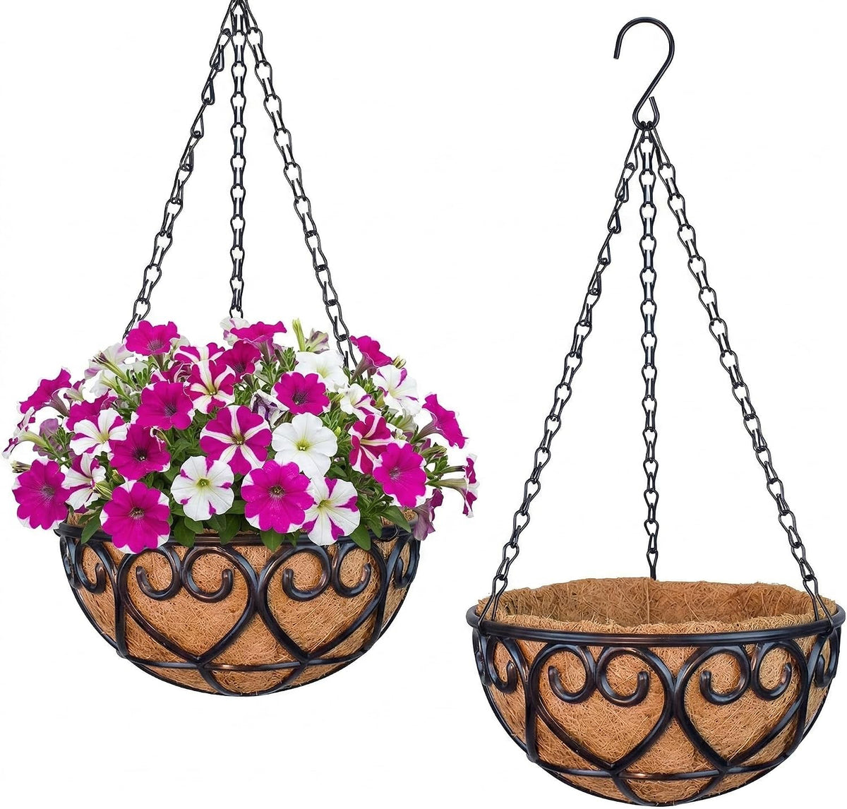 Hanging Baskets with Coconut Liners, 2 Pack, 30 cm