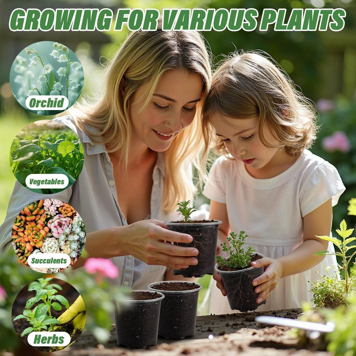 Plastic Nursery Pots, 100 Pack, 4 in