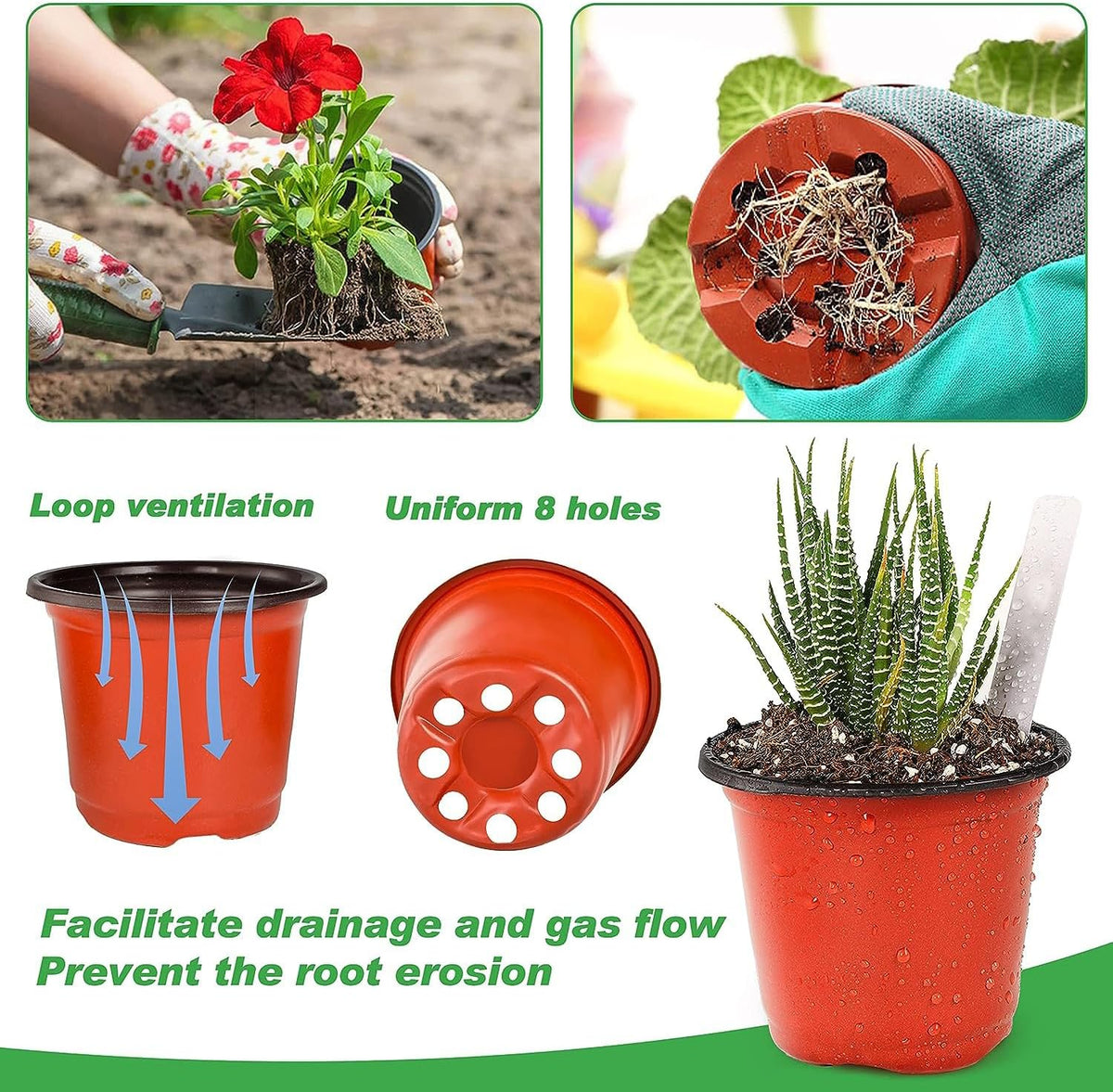Plastic Nursery Pots, 100 Pack, 4 in