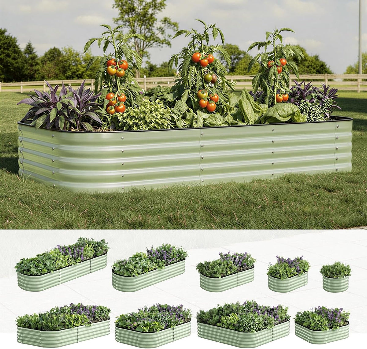 Livsip Galvanised Raised Garden Bed, 240 x 80 x 56 cm