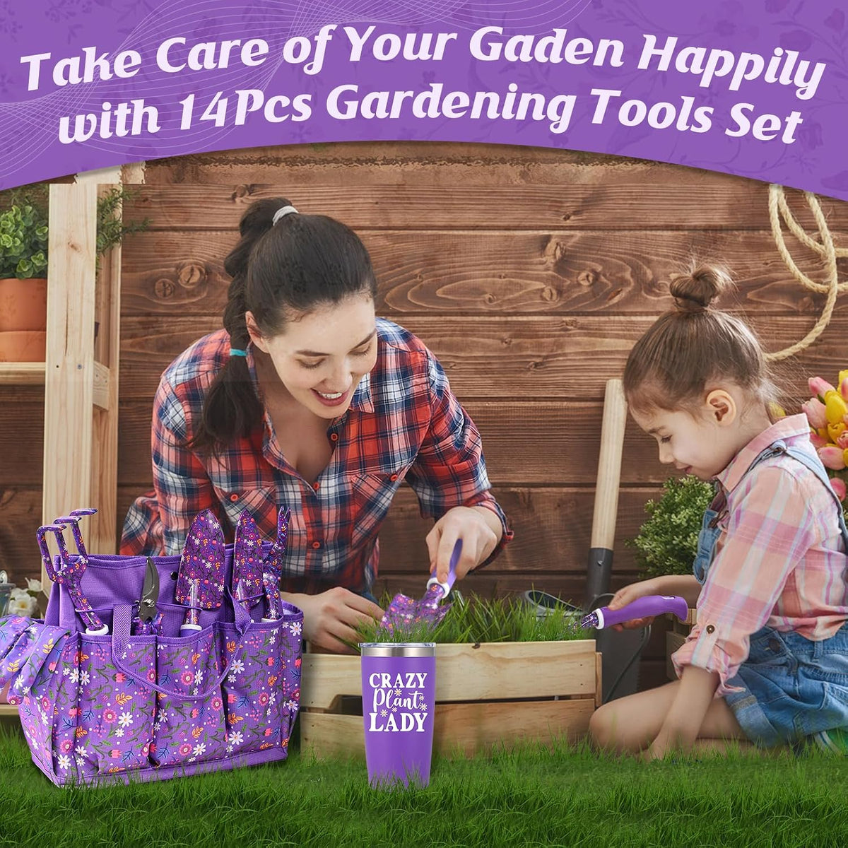 Gardening Tool Set with Bag, 14 Piece