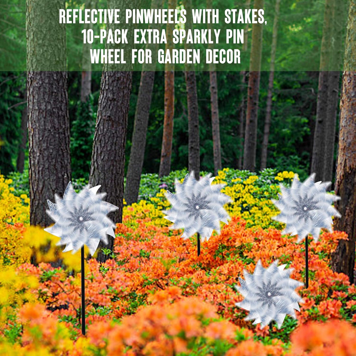 Hausse Reflective Pinwheels with Stakes, 10 Pack