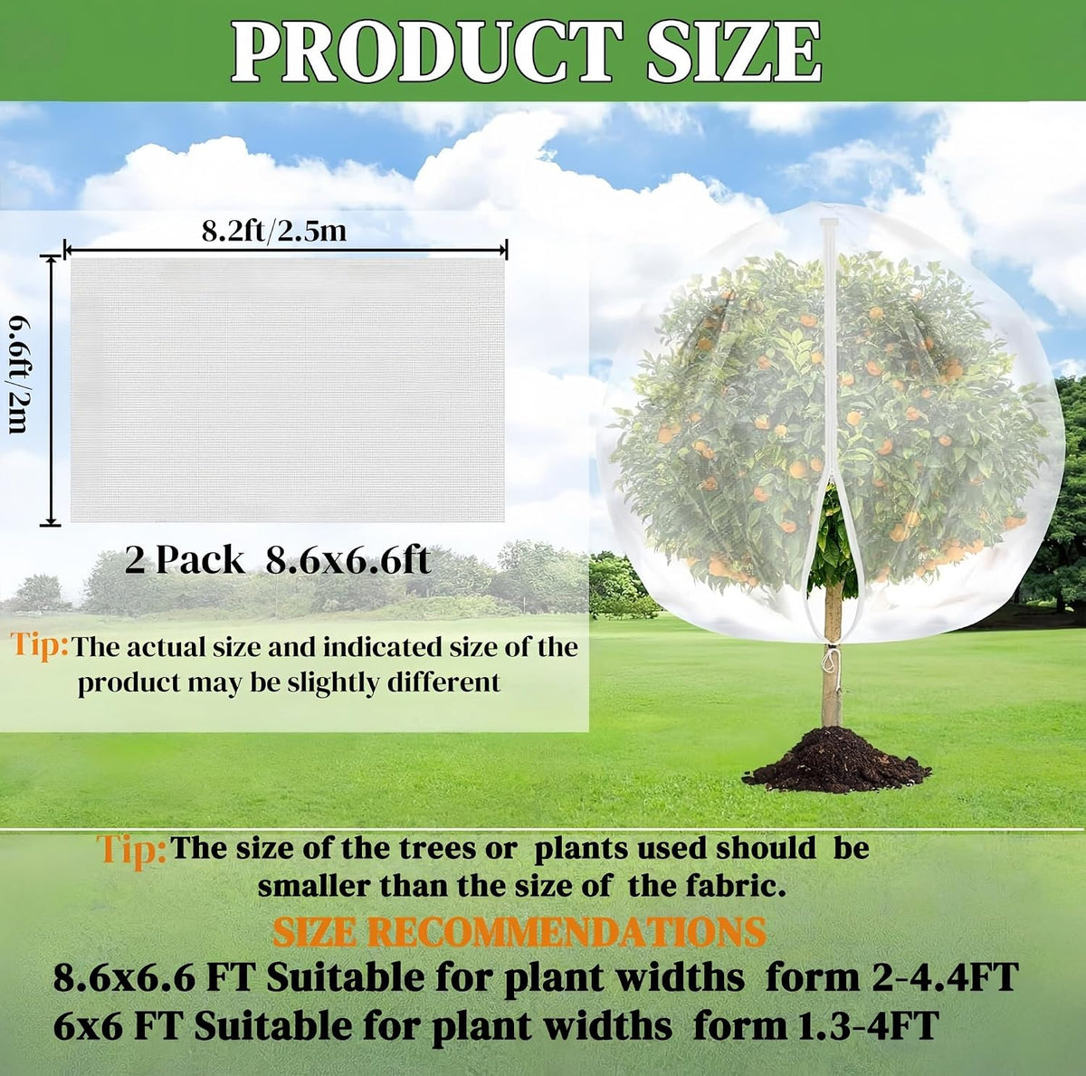 Fruit Tree Netting, 2 Pack, 8 x 6 ft