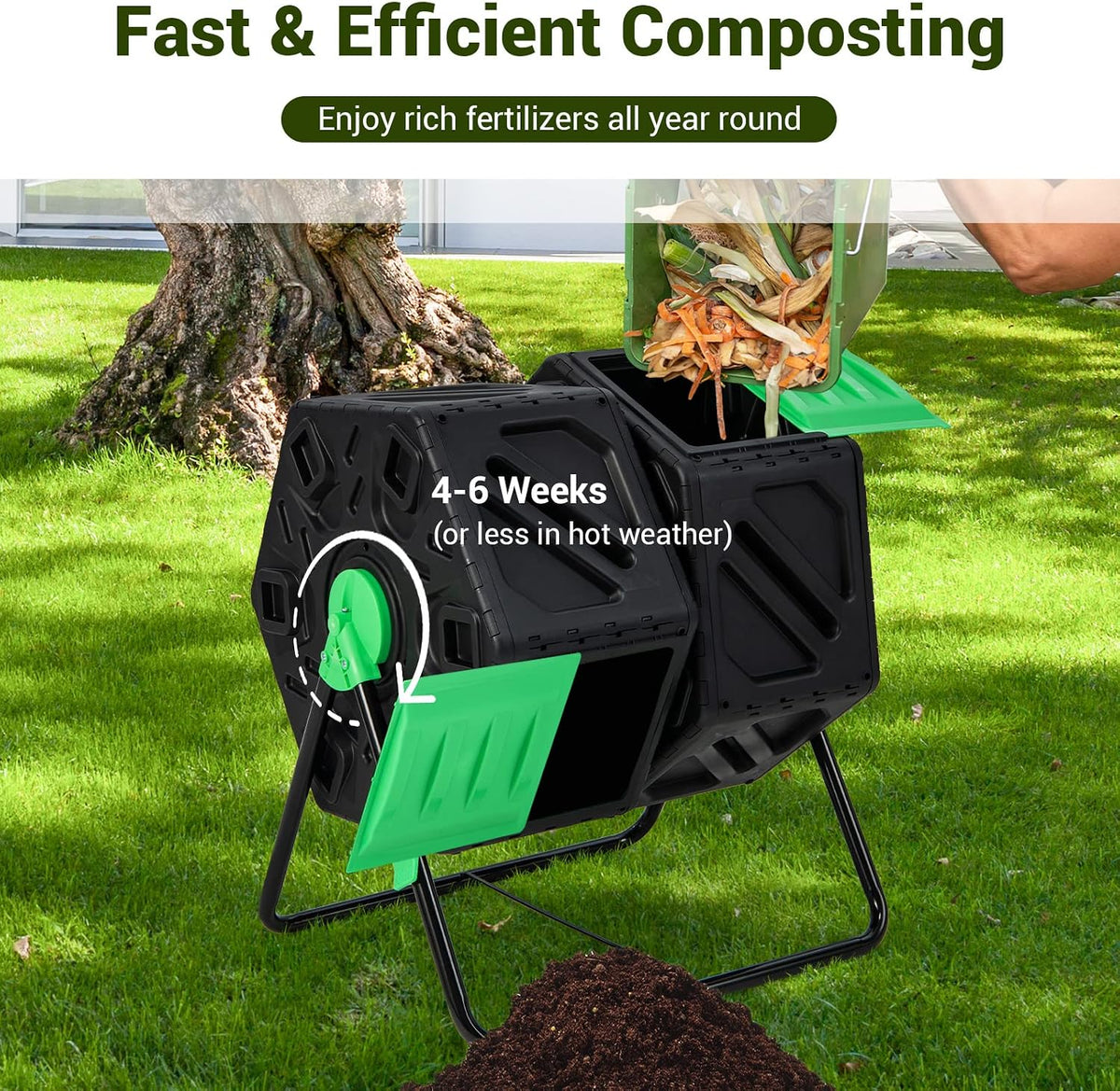 Costway Dual-Chamber Compost Tumbler, 130 L
