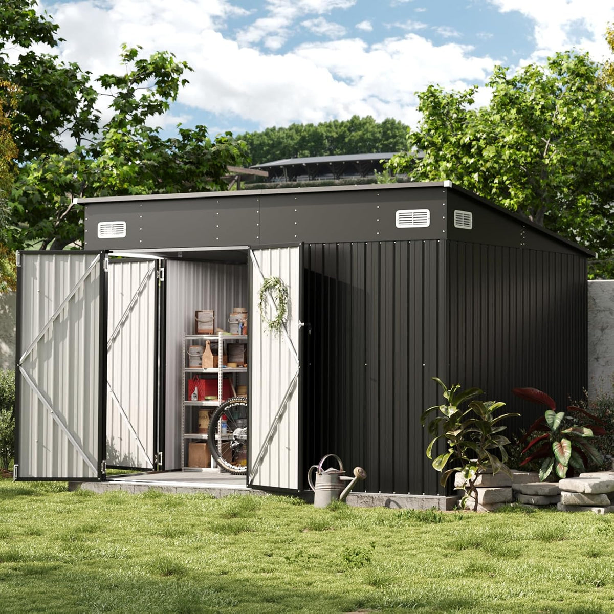 Aoxun Metal Garden Shed, 2.8 x 2.2 m
