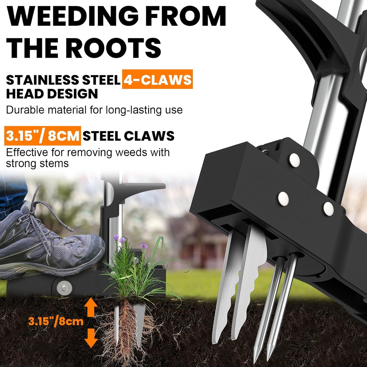 Stand-Up Weed Puller with Long Handle