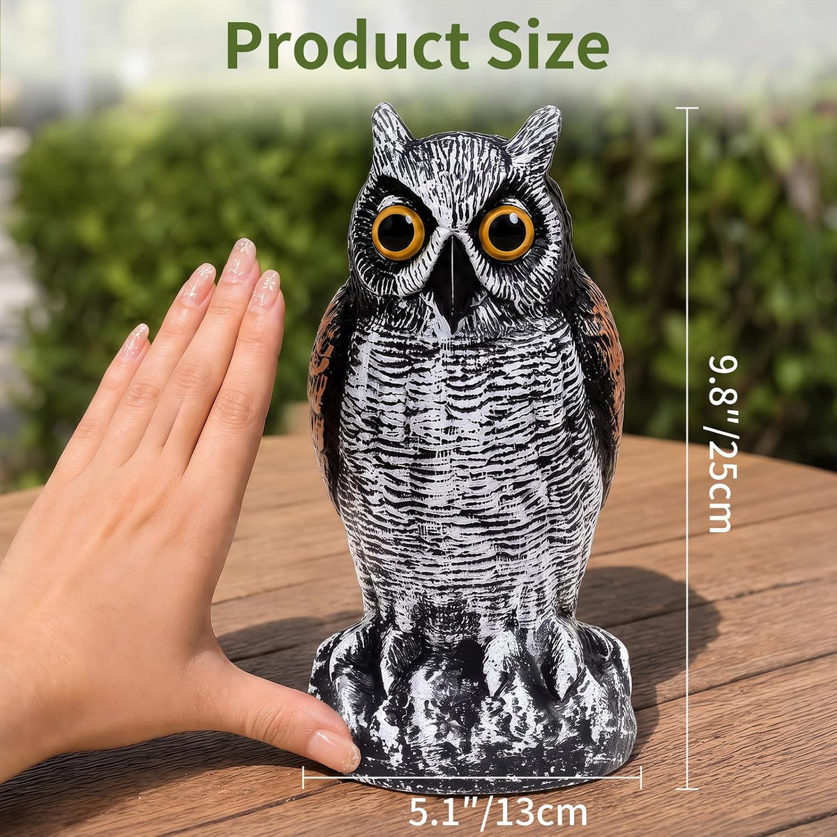 OFFO Fake Owl Bird Scarecrow, Brown & White, 21 cm