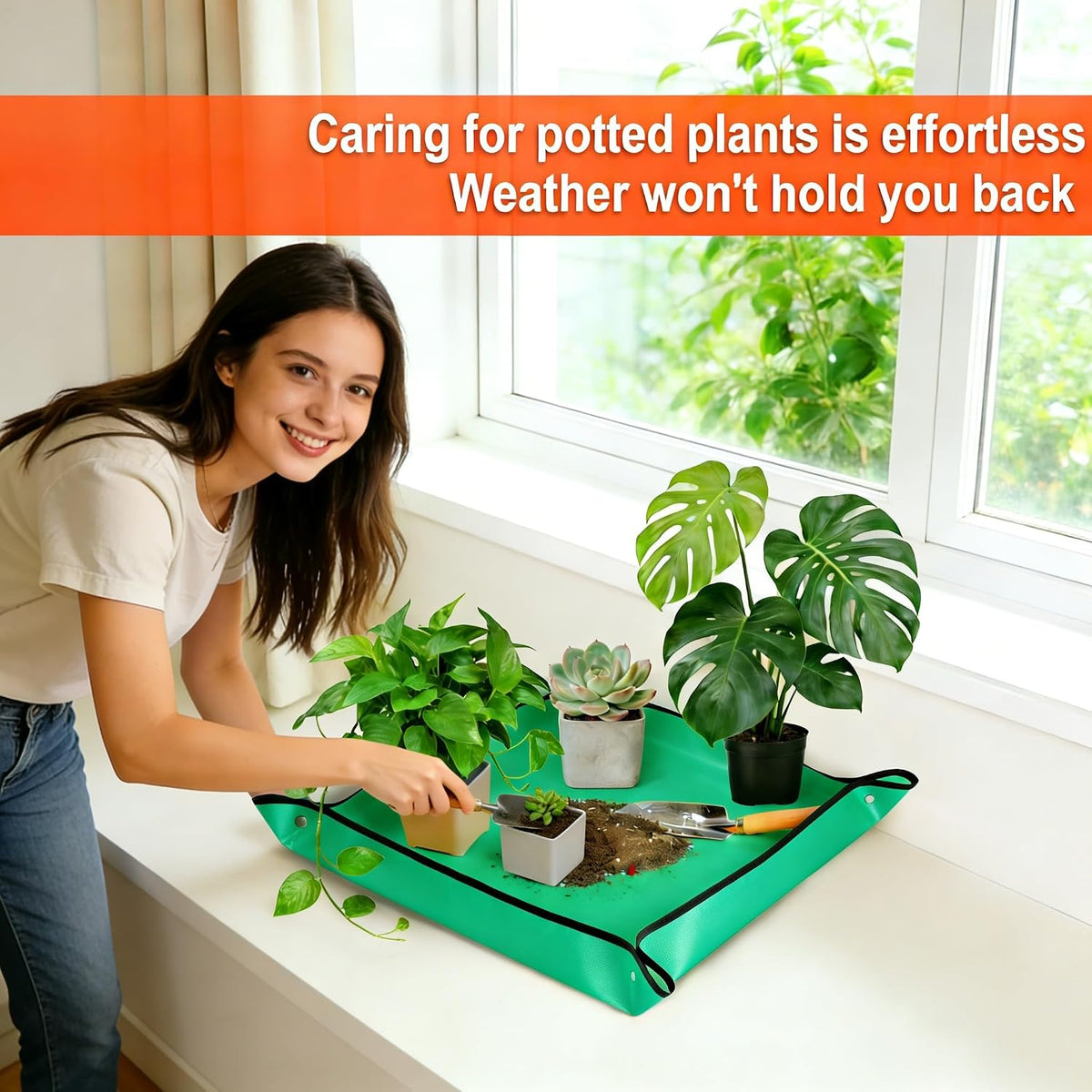 Waterproof Potting Mat with Snap Buttons, Orange