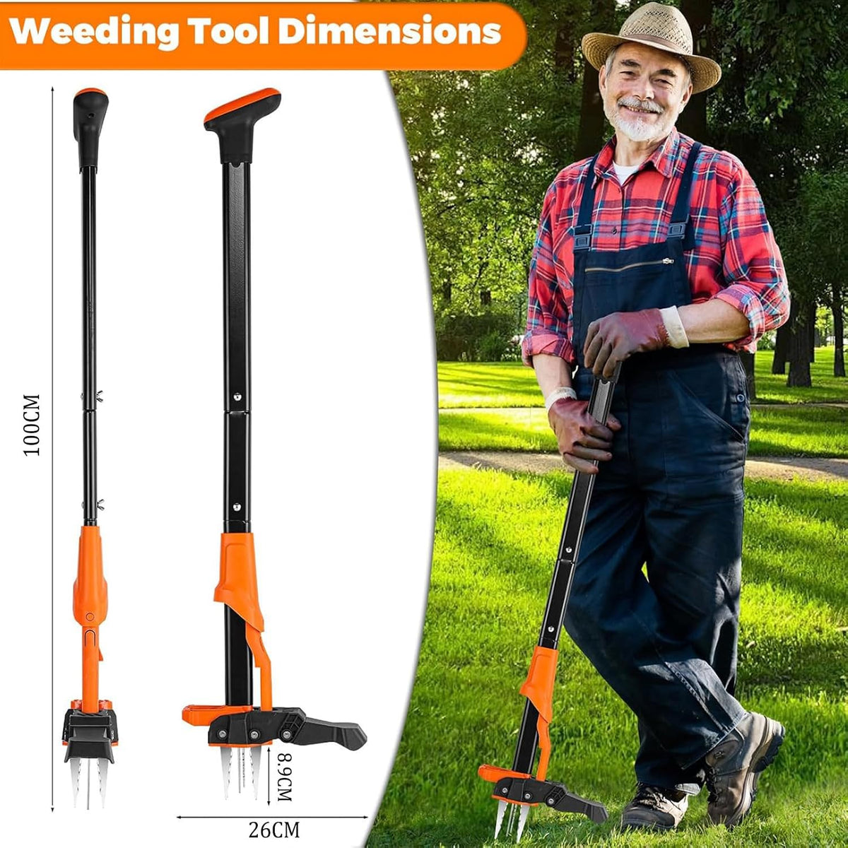 Stand-Up Weed Puller, 100 cm, 4 Claw