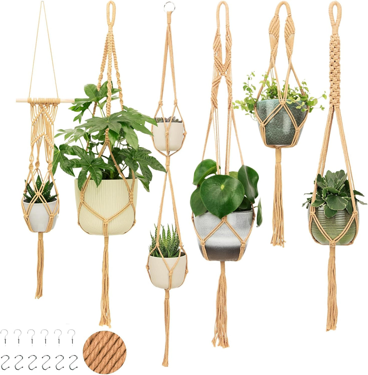 Nook Theory Macrame Plant Hangers, 6 Pack