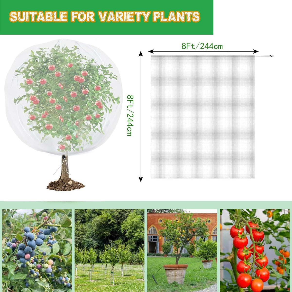 Large Fruit Tree Netting, 10 x 10 ft