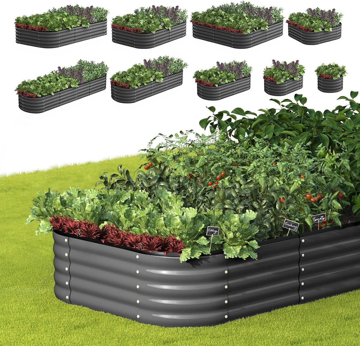 Livsip Galvanised Raised Garden Bed, 240 x 80 x 56 cm