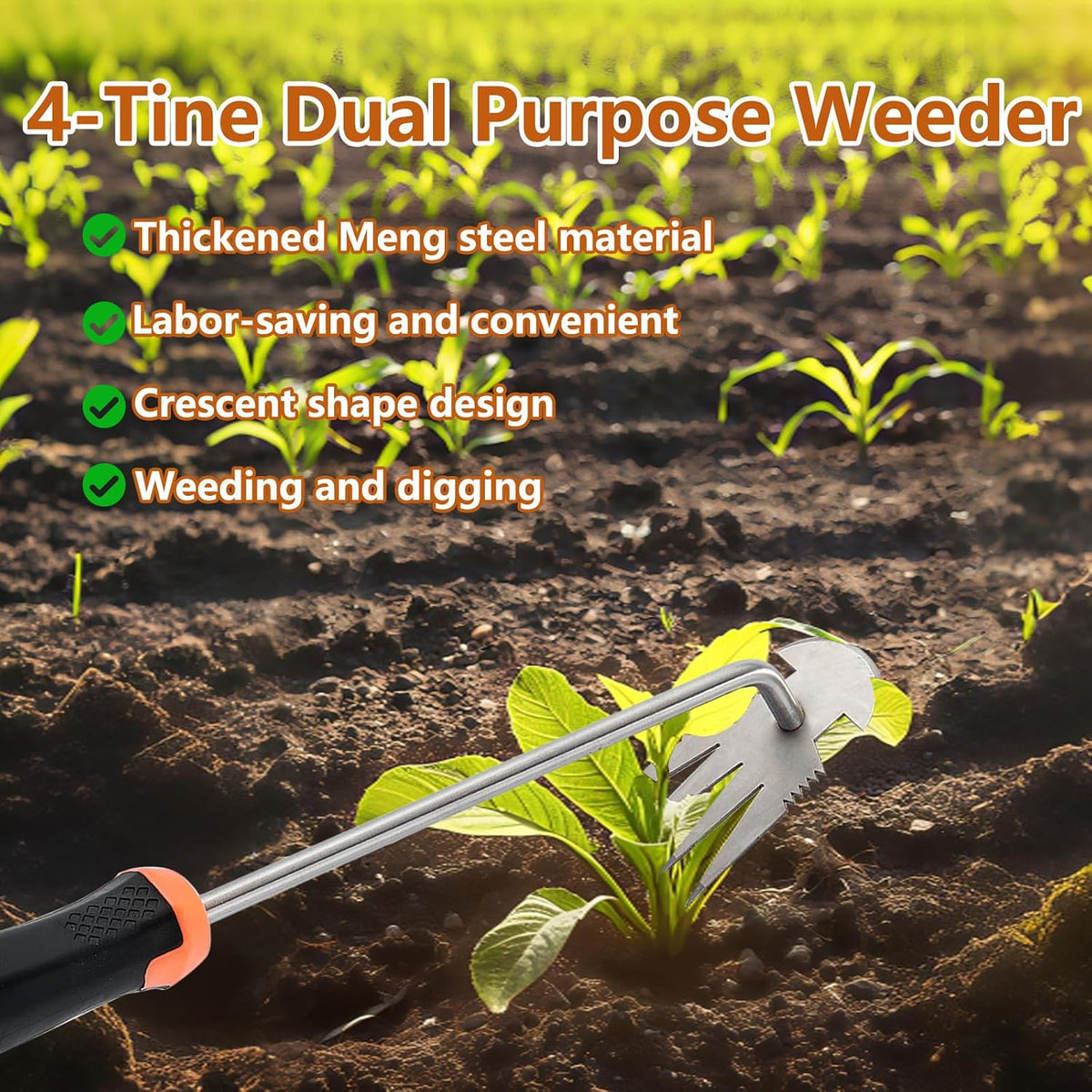 Stainless Steel Hand Weeder with Rubber Handle