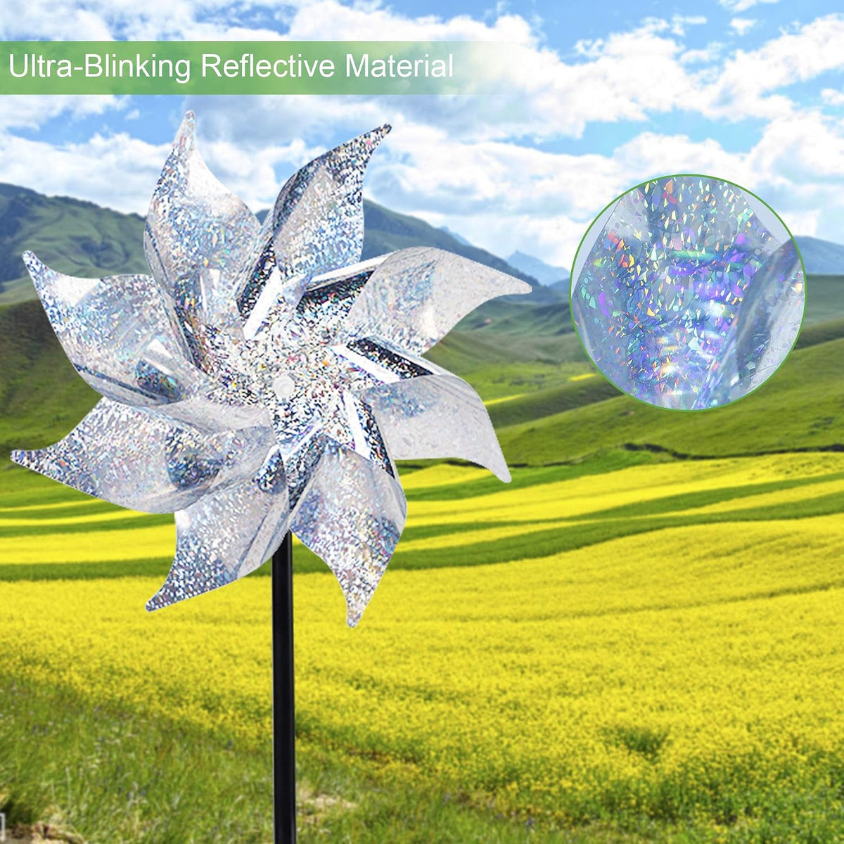 Hausse Reflective Pinwheels with Stakes, 10 Pack