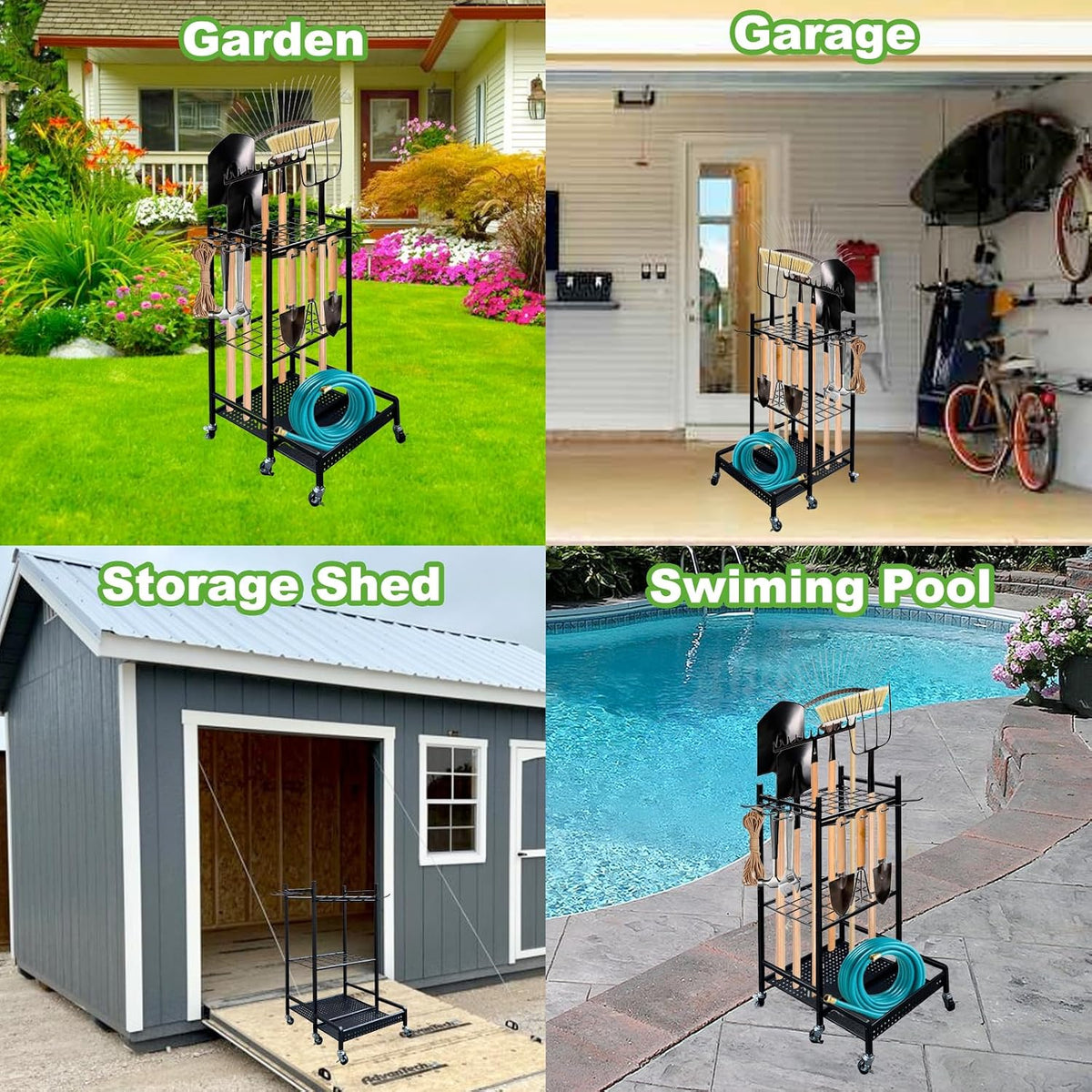 Garden Tool Organiser with Wheels