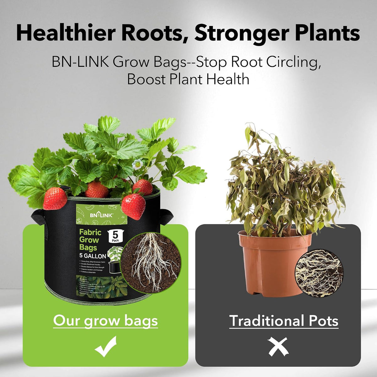 BN-Link Grow Bags, 5 Pack, 10 gal
