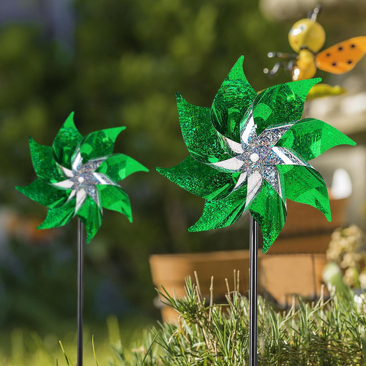 Hausse Reflective Pinwheels with Stakes, 10 Pack