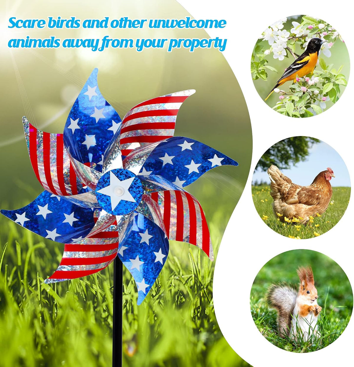 Hausse Reflective Pinwheels with Stakes, 10 Pack