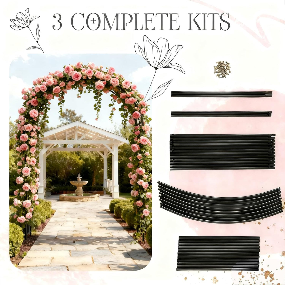 Metal Garden Arch Frame, Black