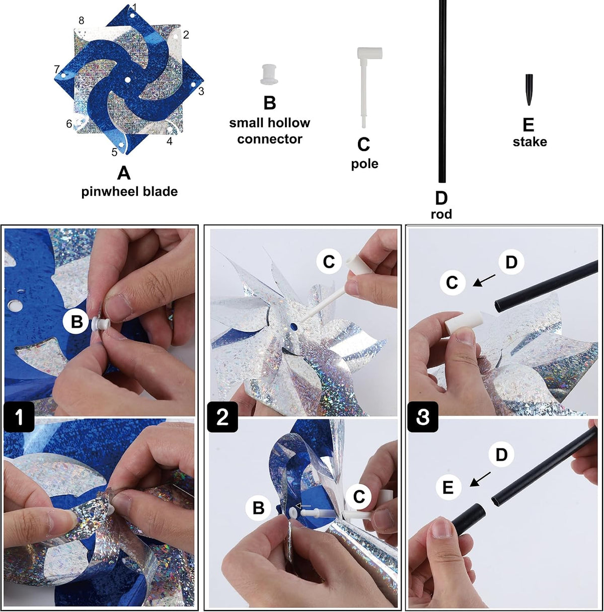 Hausse Reflective Pinwheels with Stakes, 10 Pack