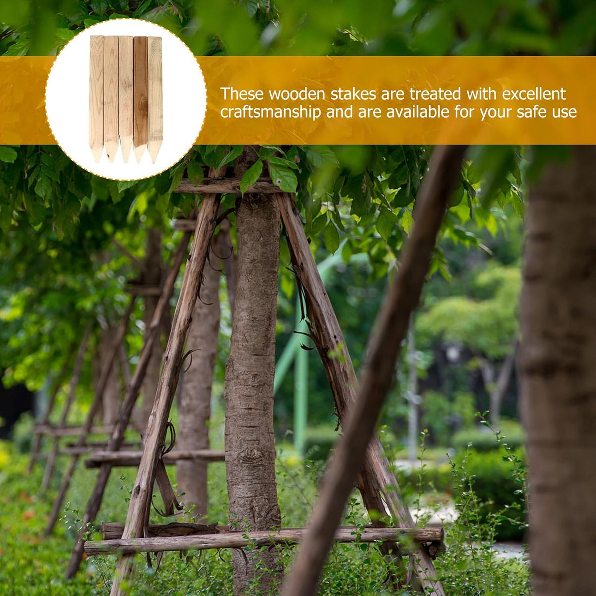 Ipetboom Wooden Garden Stakes, 5 Pack