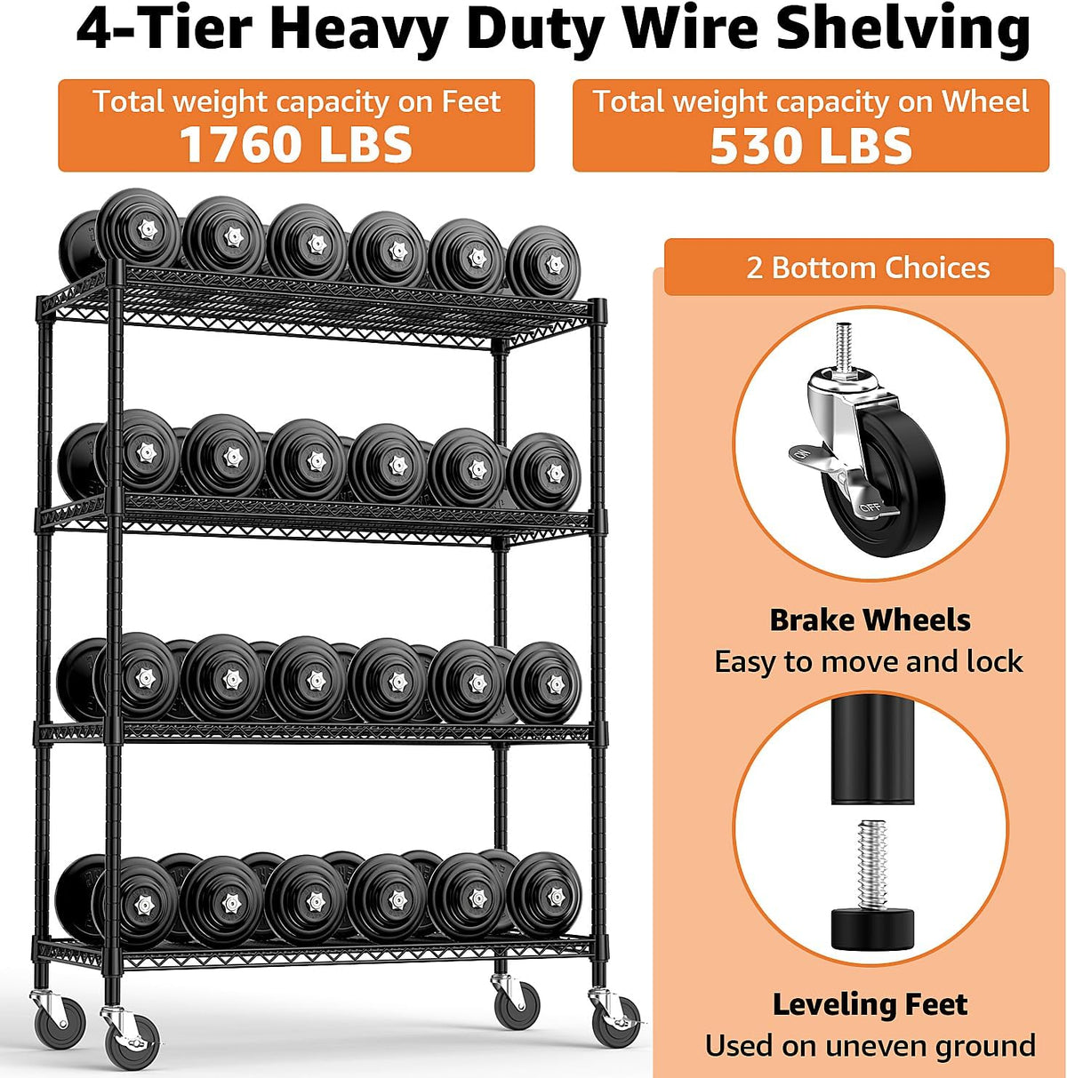 MZG Wire Storage Shelving Unit, 5 Tier