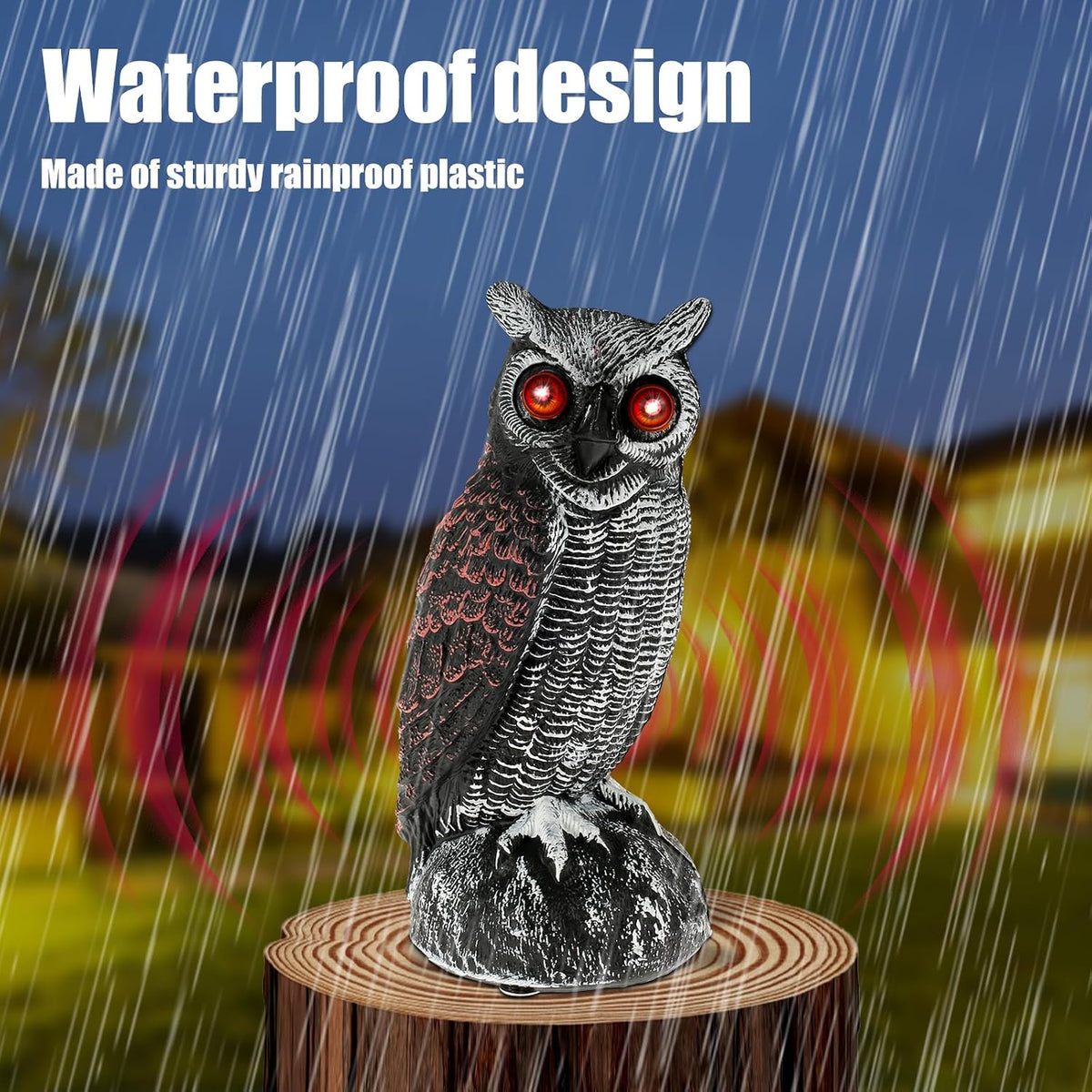 Solar Owl Bird Deterrent with Flashing Eyes