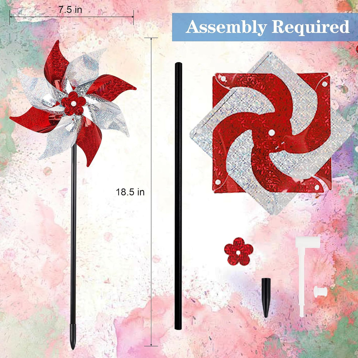 Hausse Reflective Pinwheels with Stakes, 10 Pack
