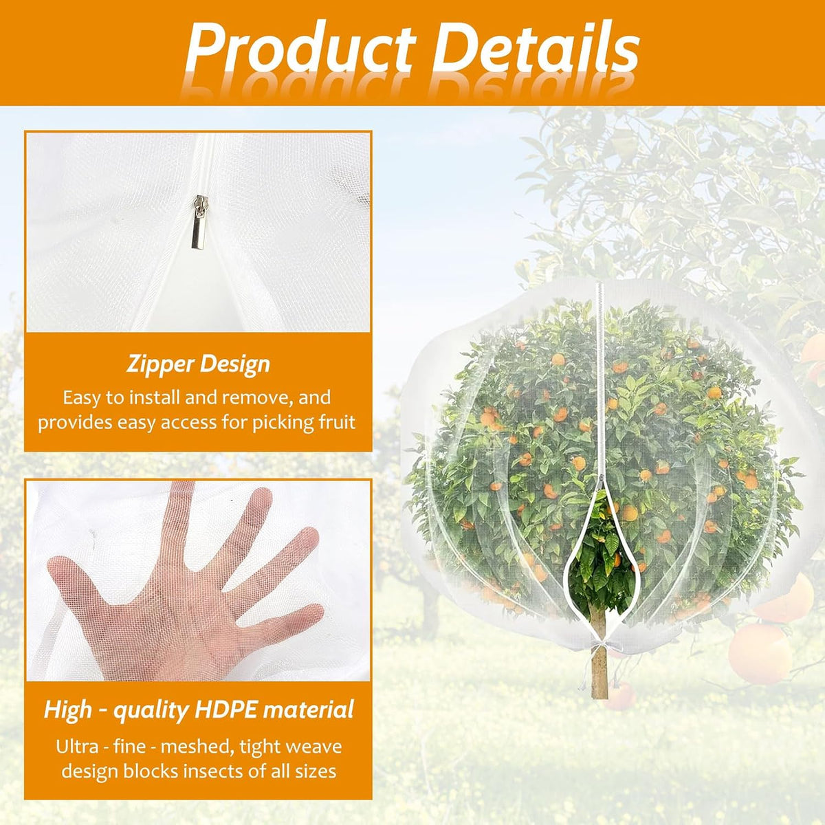 Large Bird Netting with Zippers, 2 Pack, 9.8 x 9.8 ft