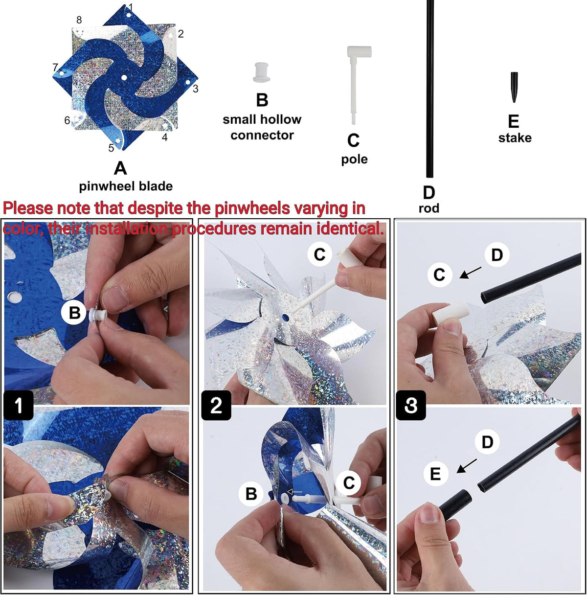 Hausse Reflective Pinwheels with Stakes, 10 Pack