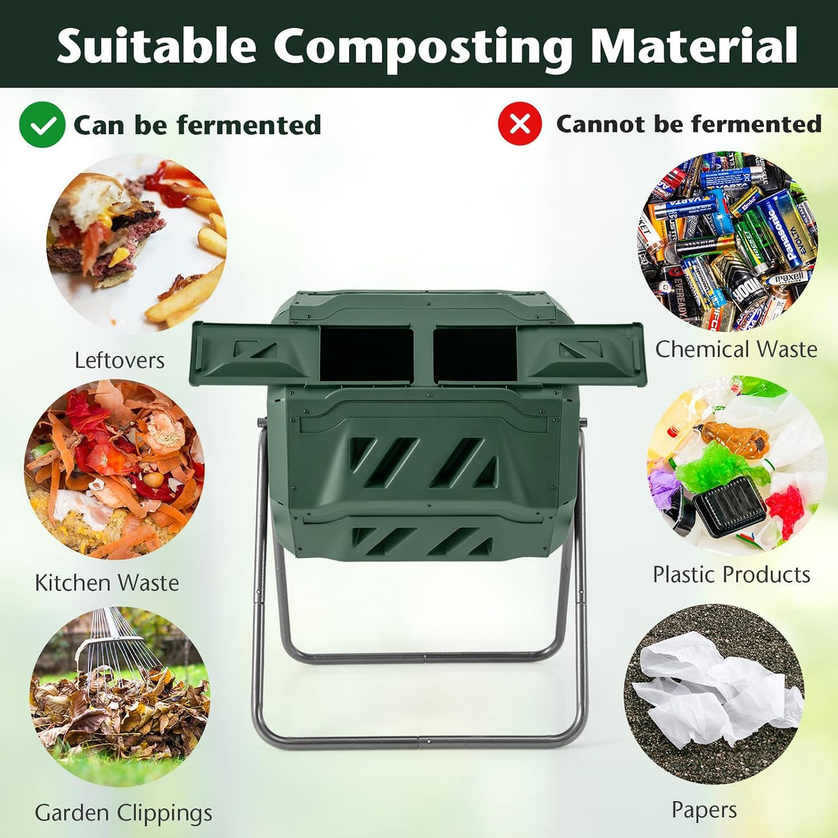 Costway Dual-Chamber Compost Tumbler, 160 L