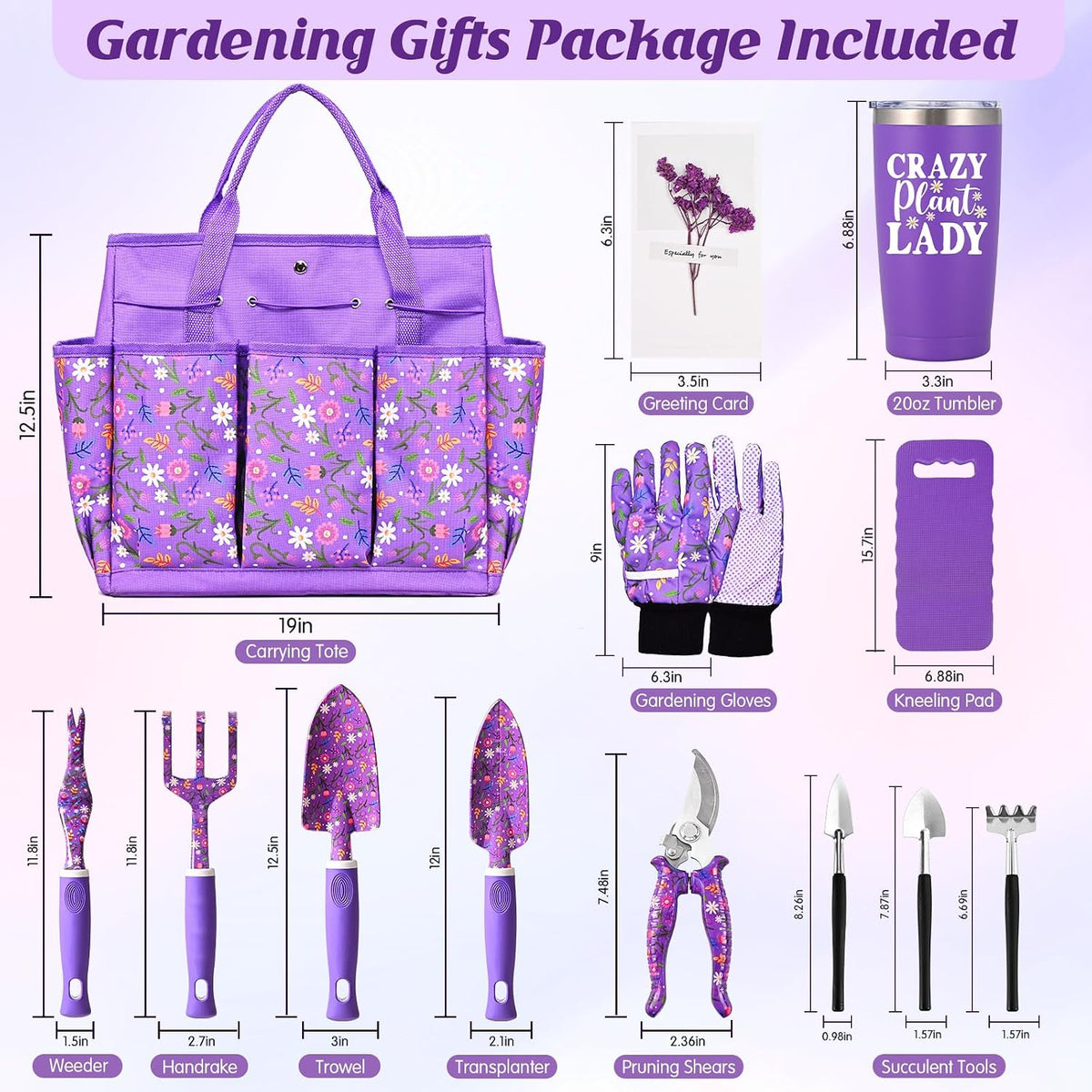 Gardening Tool Set with Bag, 14 Piece